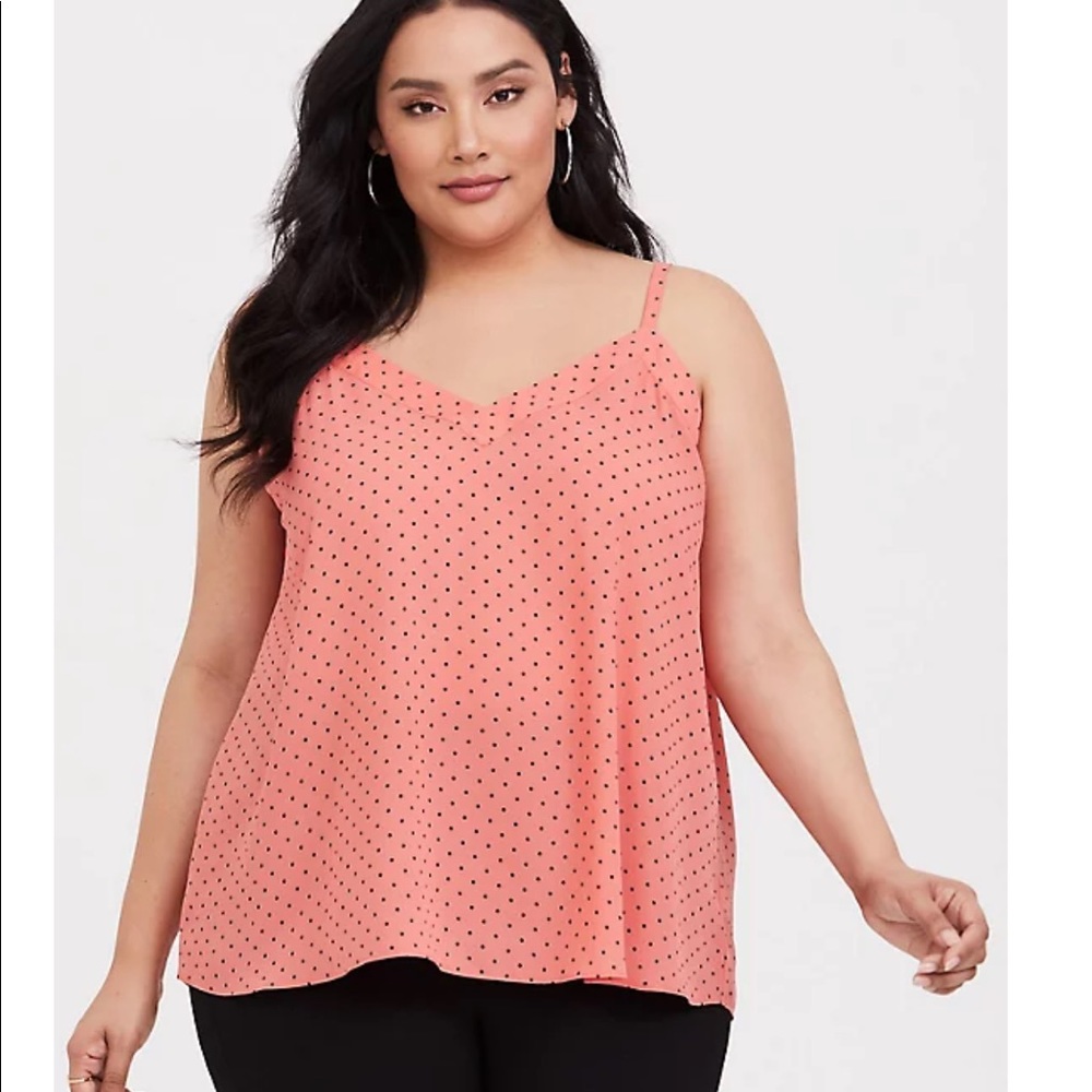 Torrid 1 Sophie Coral Dot Spring Georgette Cami